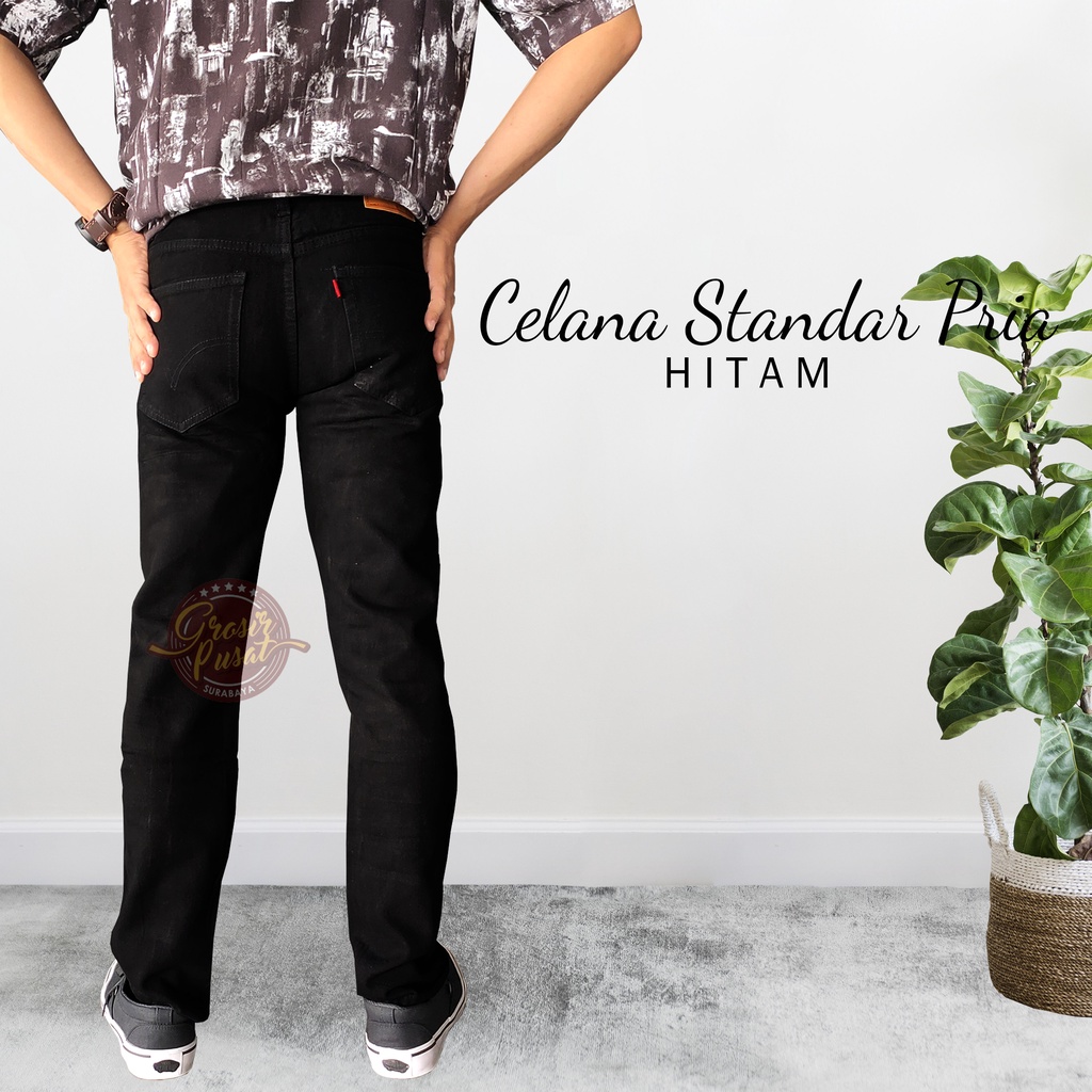 Celana Jeans Standar Hitam Reguler LIVES Pria 28 - 38