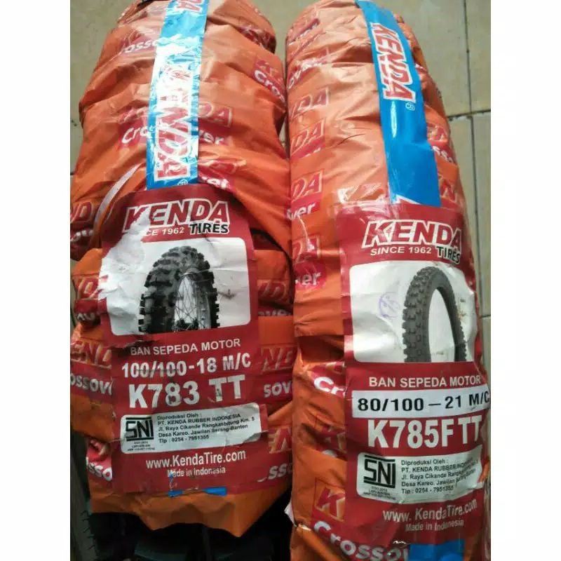 ban kenda trail/cross  paket depan/belakang ring 18/21 ukuran 80-100/21 dan 100-100/18