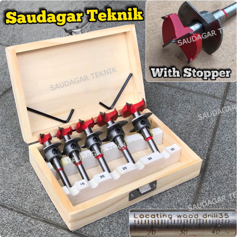 Mata Bor Kayu Engsel Sendok Set Forstner Bit Set Stopper