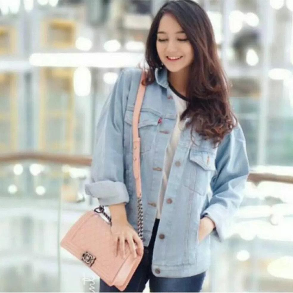 JAKET CEWEK Jaket Jeans Denim Wanita Oversize Ukuran Jumbo Besar Jacket Cewek Jeket Jins Perempuan