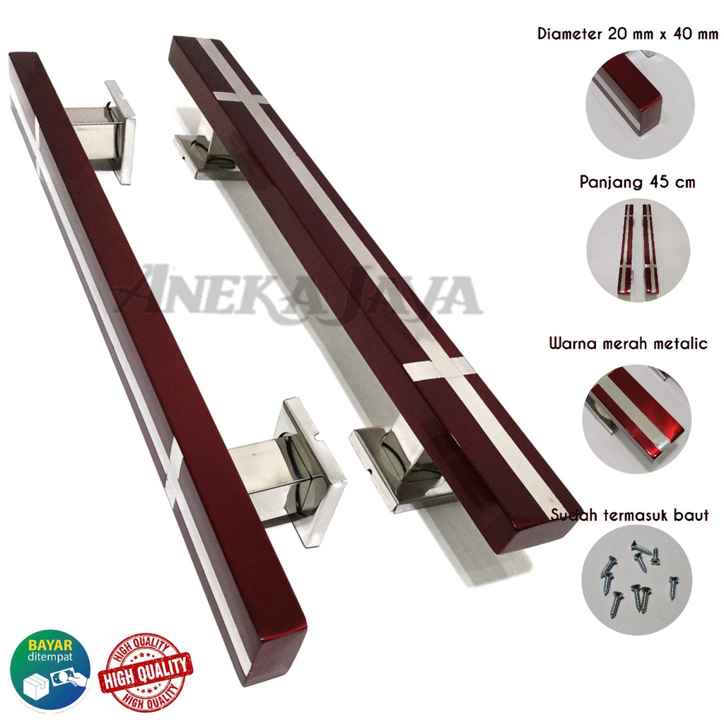 Handle Pintu rumah 45 cm Tarikan Pintu Pegangan Pintu rumah minimalis Merah stainlees steel