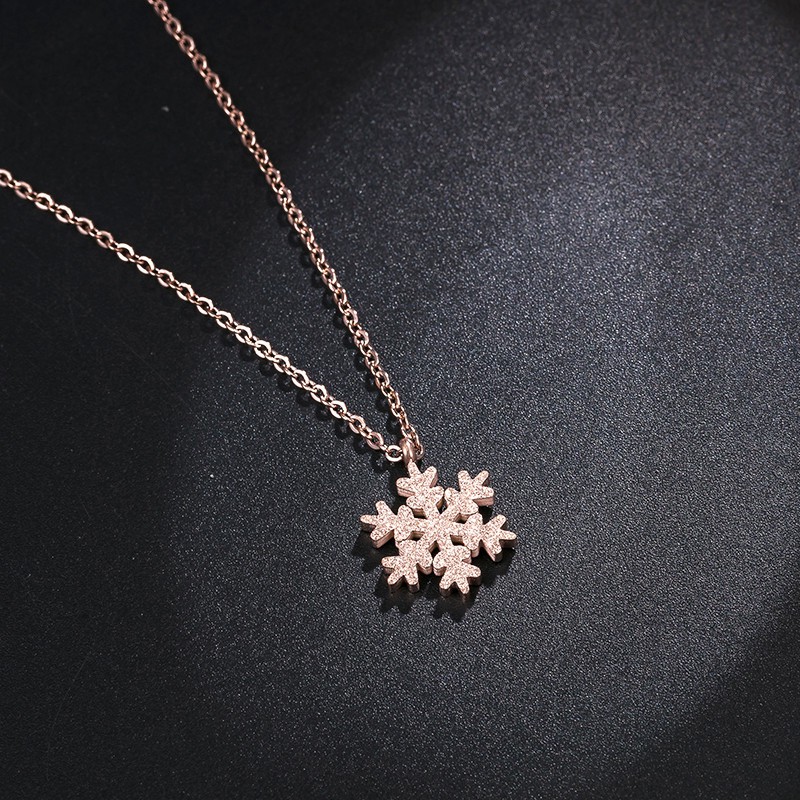 Kalung snowflakes titanium mini korea hadiah wanita cewek 316L anti karat KK052