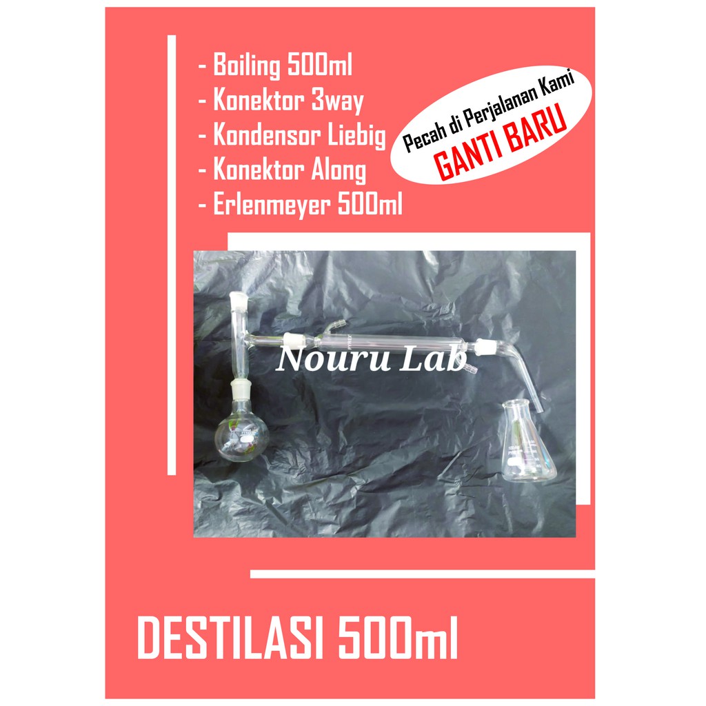 Destilasi 500ml - Destilasi Sederhana 500ml Merk Pyrex
