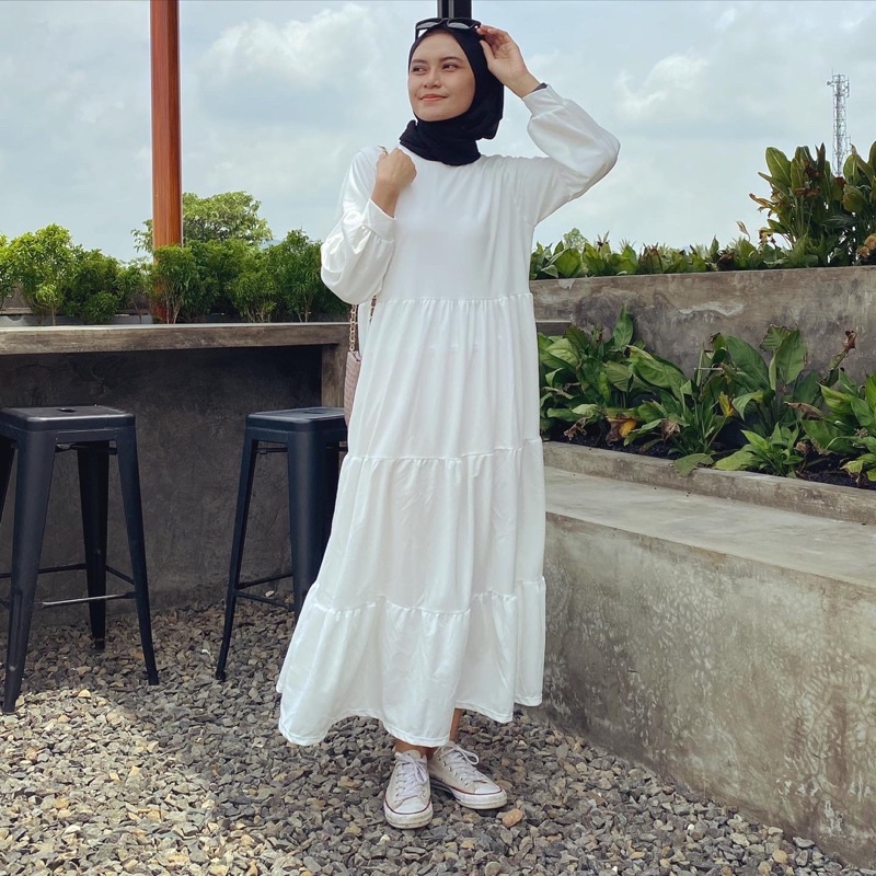 gamis susun polos busui inner susun maxi maxy dress syari long payung hitam menyusui hanum jumbo mur