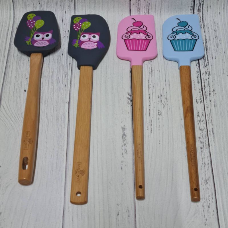 Bakest silicone spatula wooden handle / spatula gagang kayu