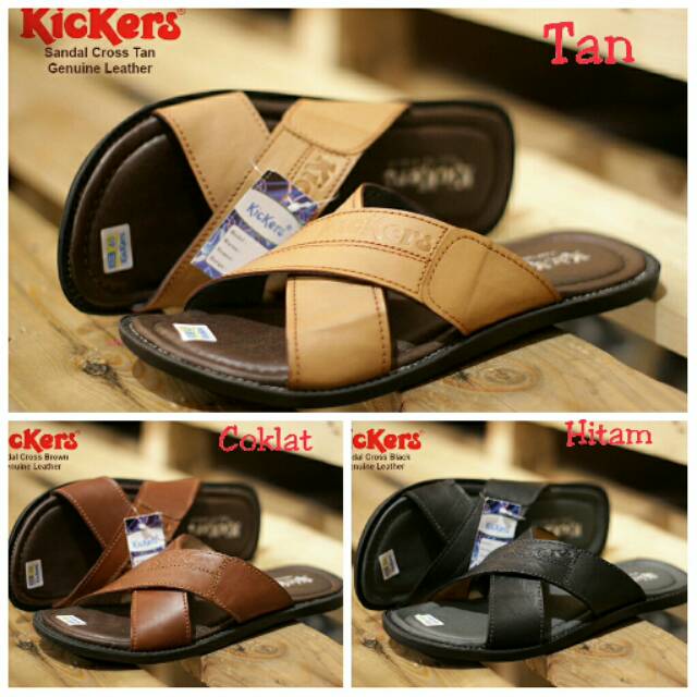 SANDAL KULIT ASLI KICKERS CROSS