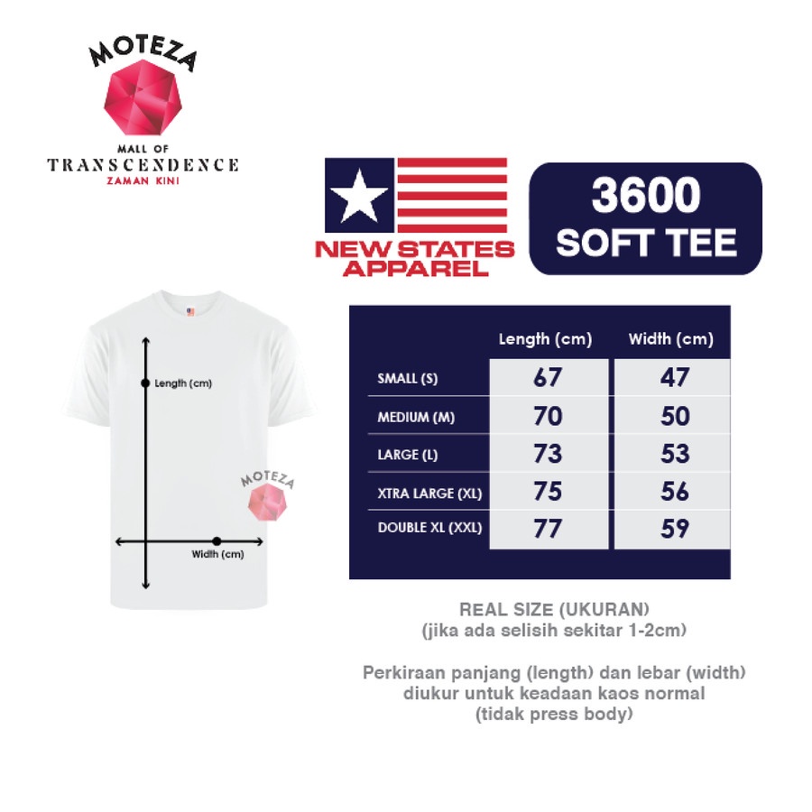 Kaos Polos Combed 30s Original - NSA Softstyle 3600 - WHITE / PUTIH - GROSIR