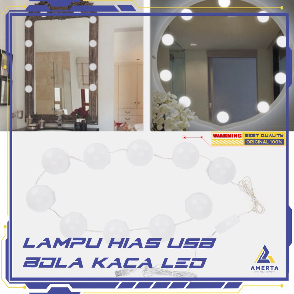 Lampu Hias LED Bola USB Make Up Mirror 10 LED