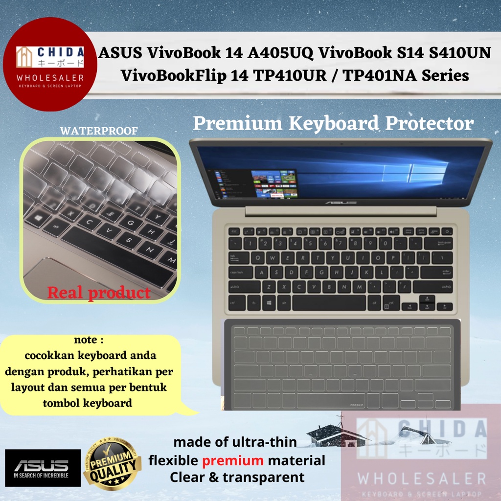 Keyboard Protector ASUS VivoBook 14 A405UQ VivoBook S14 S410UN VivoBookFlip 14 TP410UR / TP401NA Ser