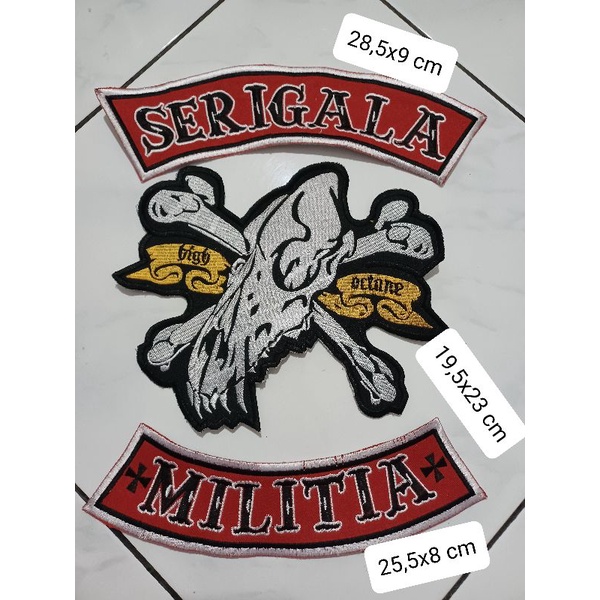 set backpatch bordir serigala militia tempelan punggung jaket