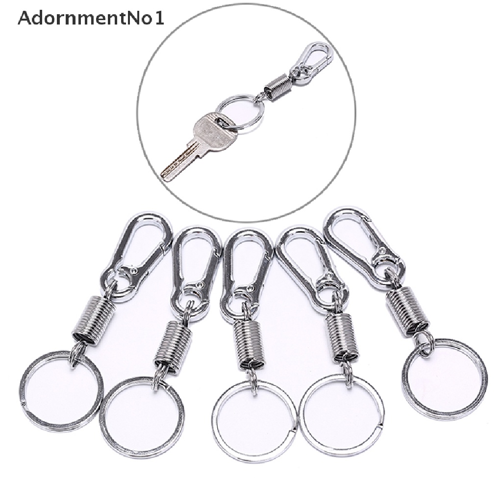 (AdornmentNo1) 5pcs Gantungan Kunci carabiner retractable Bahan stainless steel Untuk outdoor