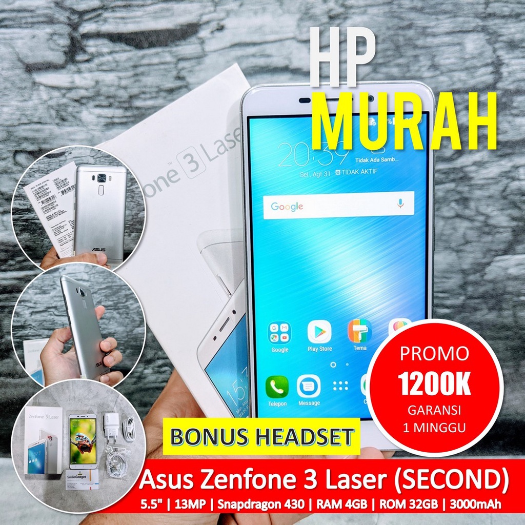 [Bisa COD] Asus Zenfone 3 Laser 4/32GB Siap Pakai  – Android Second Seken Bekas Handphone Murah
