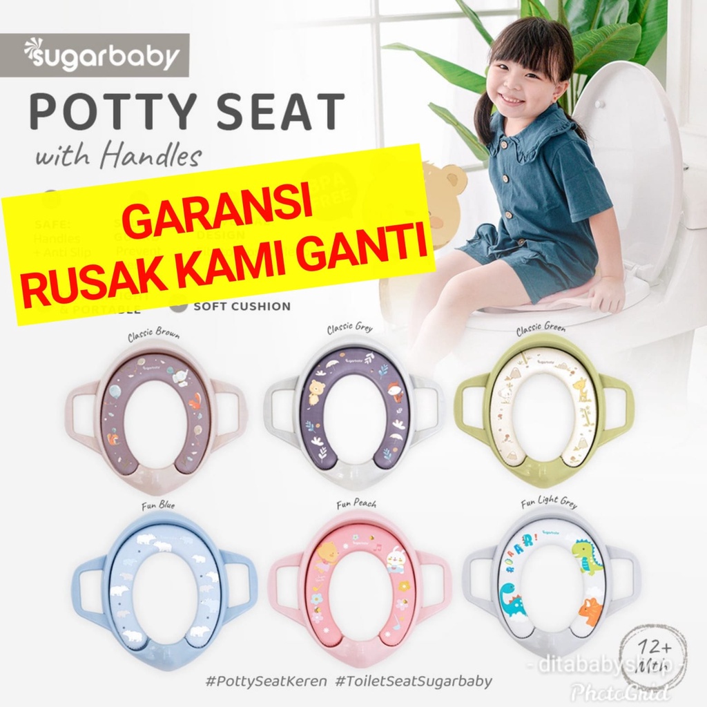 Sugarbaby Potty Seat With Handles &amp; Splash Guard sugar baby / Dudukan Toilet Anak Soft Potty Toilet Seat Ring Closet With Handle Alas Sugarbaby Potty Training Seat&amp;ladder / Potty Seat/Toilet Training Anak Sugarbaby Potty Training Seat &amp; Ladder # YesICan y