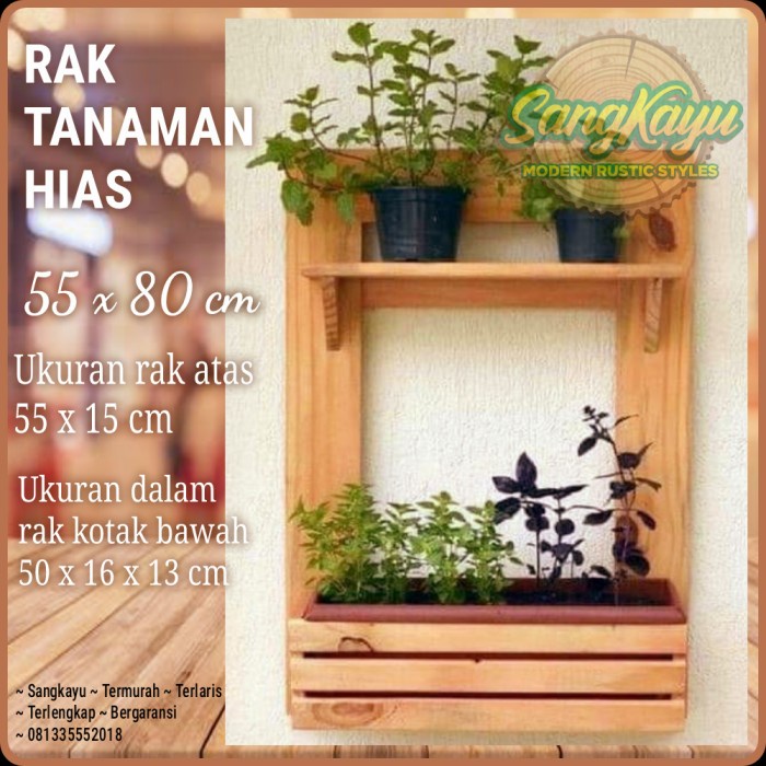 Wood planter rak tanaman hias dinding kayu rak pot bunga tanaman hias