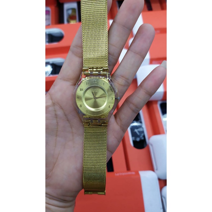 Jam Tangan Wanita SWATCH Analog Tali Pasir SFK355M Original