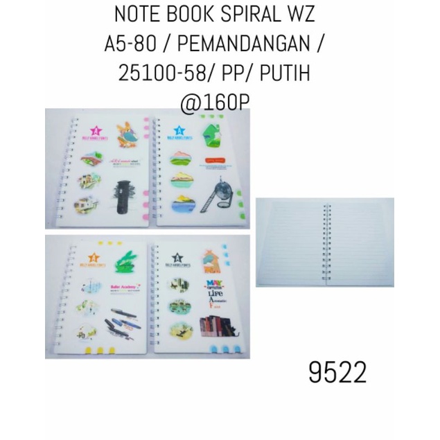 NOTE BOOK SPIRAL WZ A5-80 / PEMANDANGAN /25100-58/ PP/ PUTIH