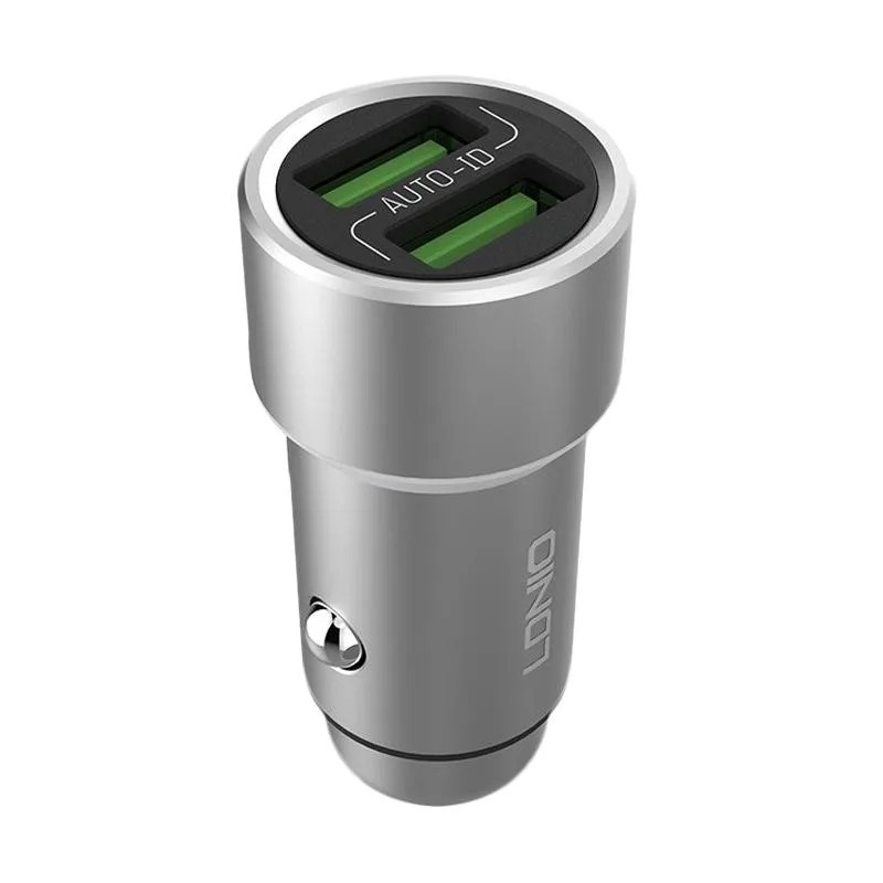 LDNIO C302 Car Charger Mobil 3.6A Dual Port USB Micro Type C Lightning Fast Charging