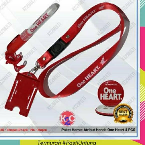 

BIG SALE Paket Bundling Atribut Honda Gantungan Kalung Tali Pin Pulpen Tempat ID Card One Heart 4 Pcs ♥