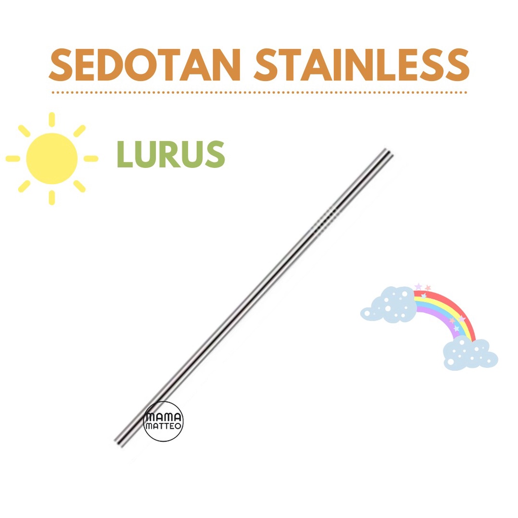 SEDOTAN STAINLESS / Sedotan Lurus Bengkok / Sikat Sedotan 17cm