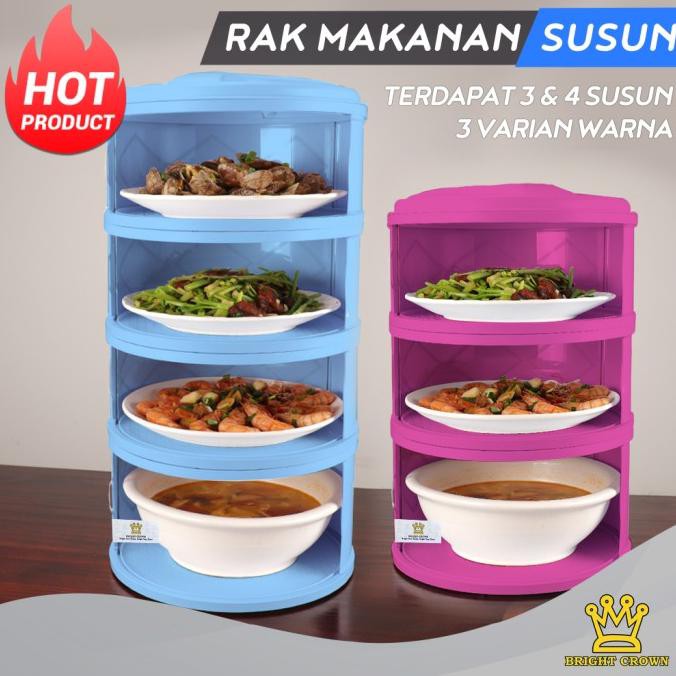 diskon Bright Crown Rak Susun Tudung Saji Penyimpanan Makanan Penutup Sayuran