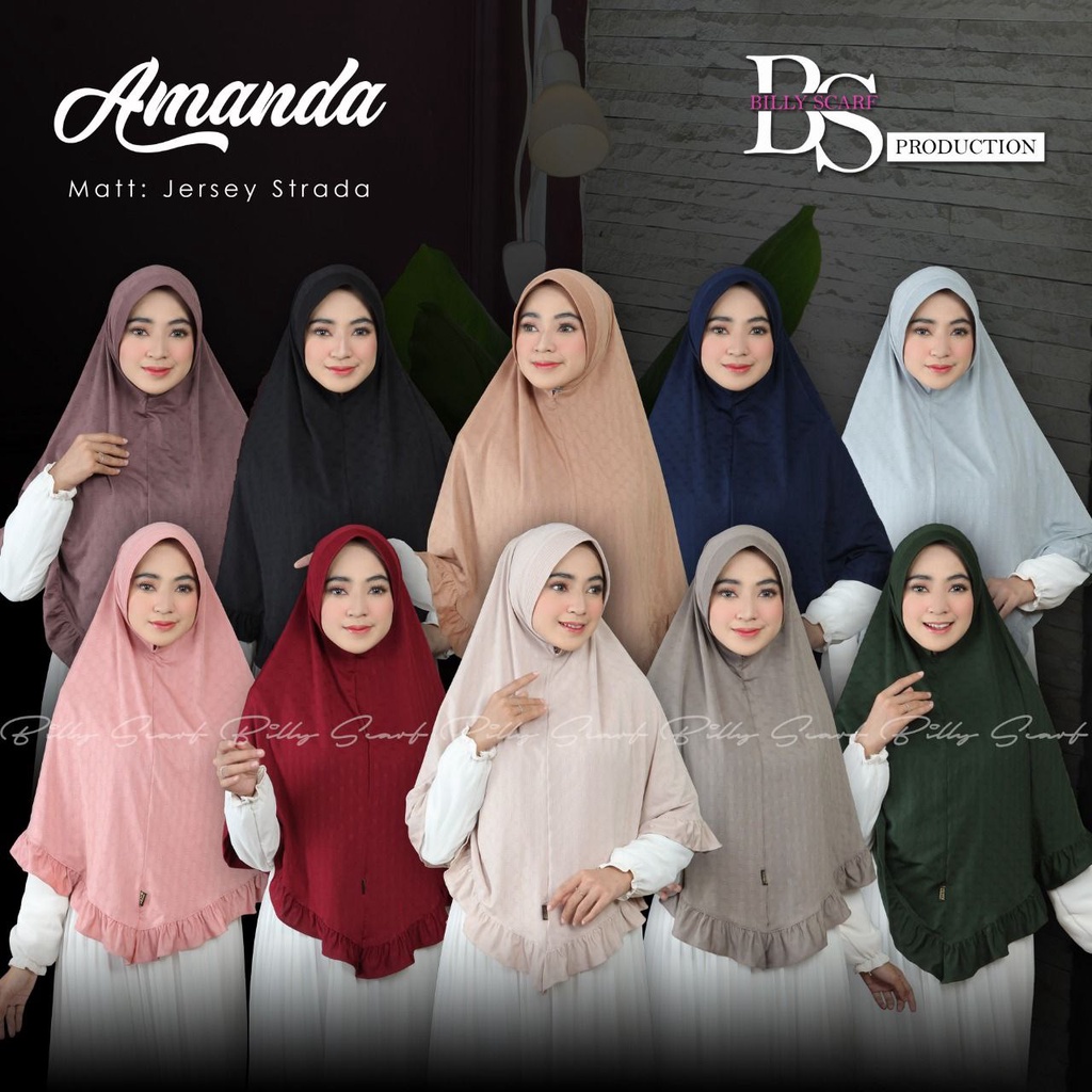 KHIMAR BERGO AMANDA ORIGINAL BILLY SCARF / HIJAB INSTAN REMPEL JERSEY STRADA HIJAB INSTAN PED BERGO 