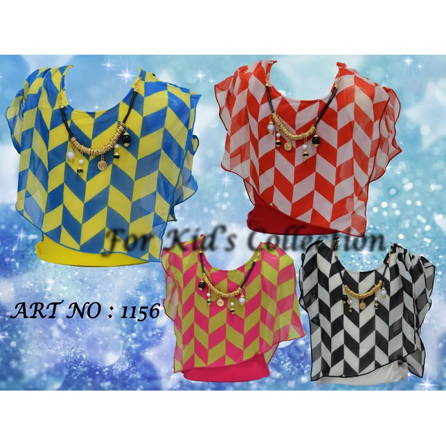 Blouse Spandex Kombinasi Chiffon Printing Layer Anak Perempuan