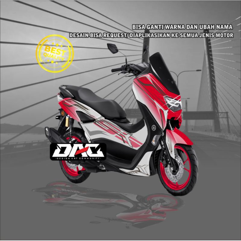 Sticker Decal full body grafis simple NMAX merah putih