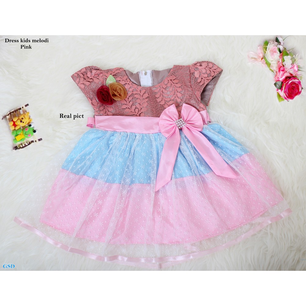 Dress Kids Melodi/Gaun Pesta Anak/Terusan Casual Midi Mini Dress Anak Premium/Baju Anak Import Murah