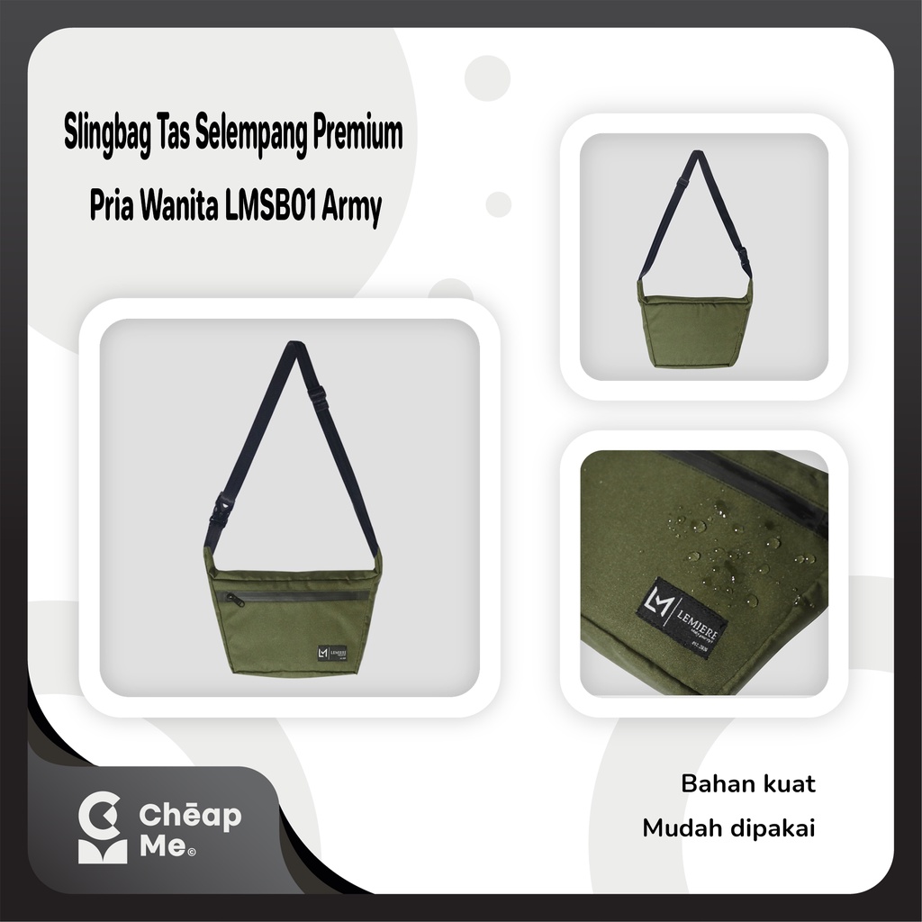 Tas Selempang Slingbag Pria Wanita Hijau Army WATERPROOF TOP LMSB01