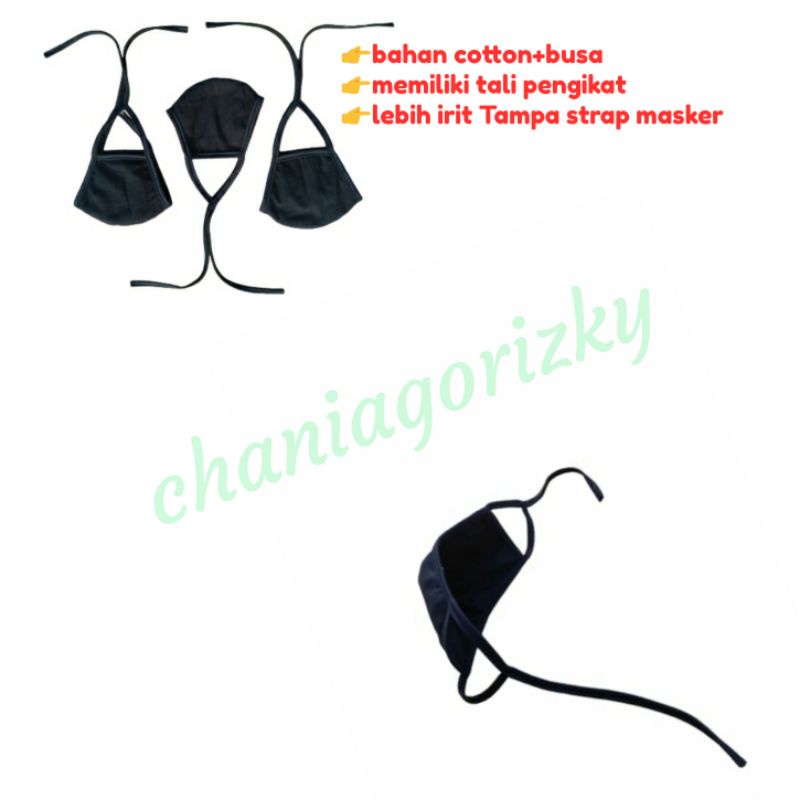 MASKER KAIN EARLOOP/HEADLOOP 3 PLY WARNA HITAM POLOS PRIA/WANITA