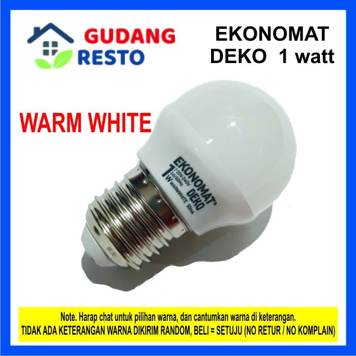 COD Lampu Bohlam LED 1 watt WARM WHITE / DAYLIGHT / PUTIH TERANG bola lampu tidur EKONOMAT DEKO BAYAR DITEMPAT