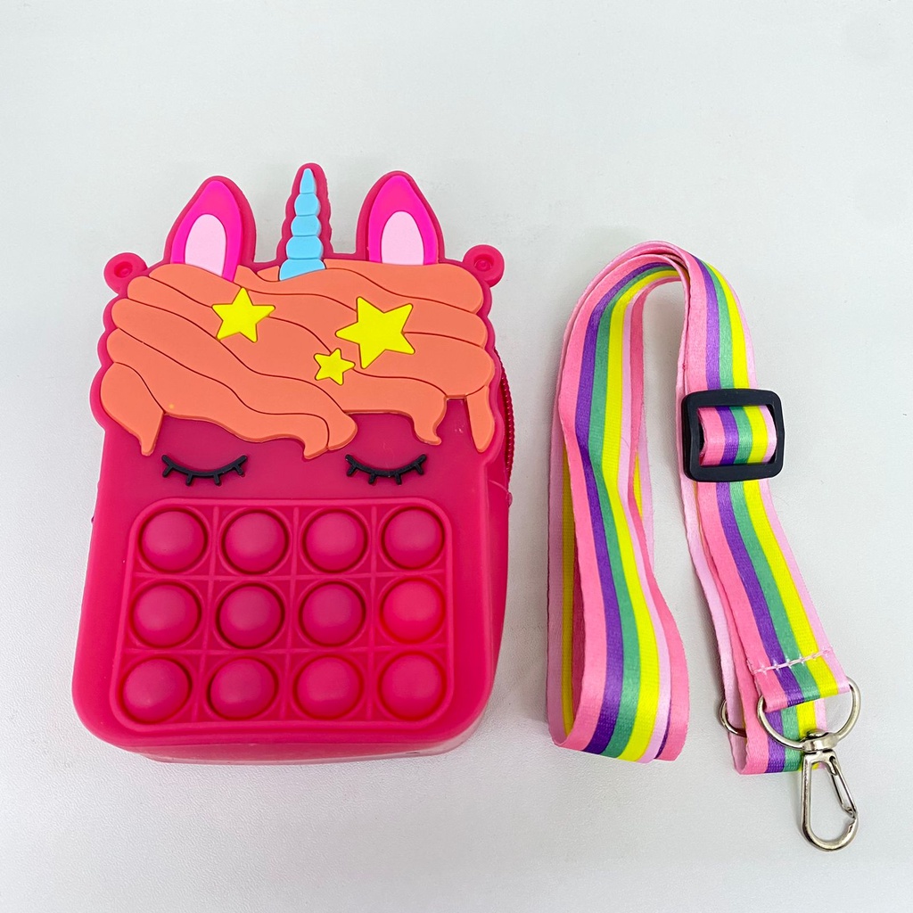 Pop It Unicorn Wallet Cross Mini Bag Tas Pop It Mini Dompet Anak Rainbow