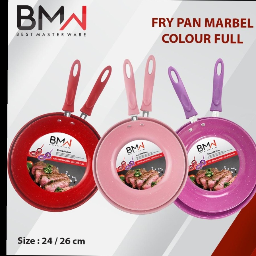 Frypan Set 2 pcs WARNA 22 &amp; 24 cm Frypan Chef Queen / Wajan Penggorengan Warna Anti Lengket