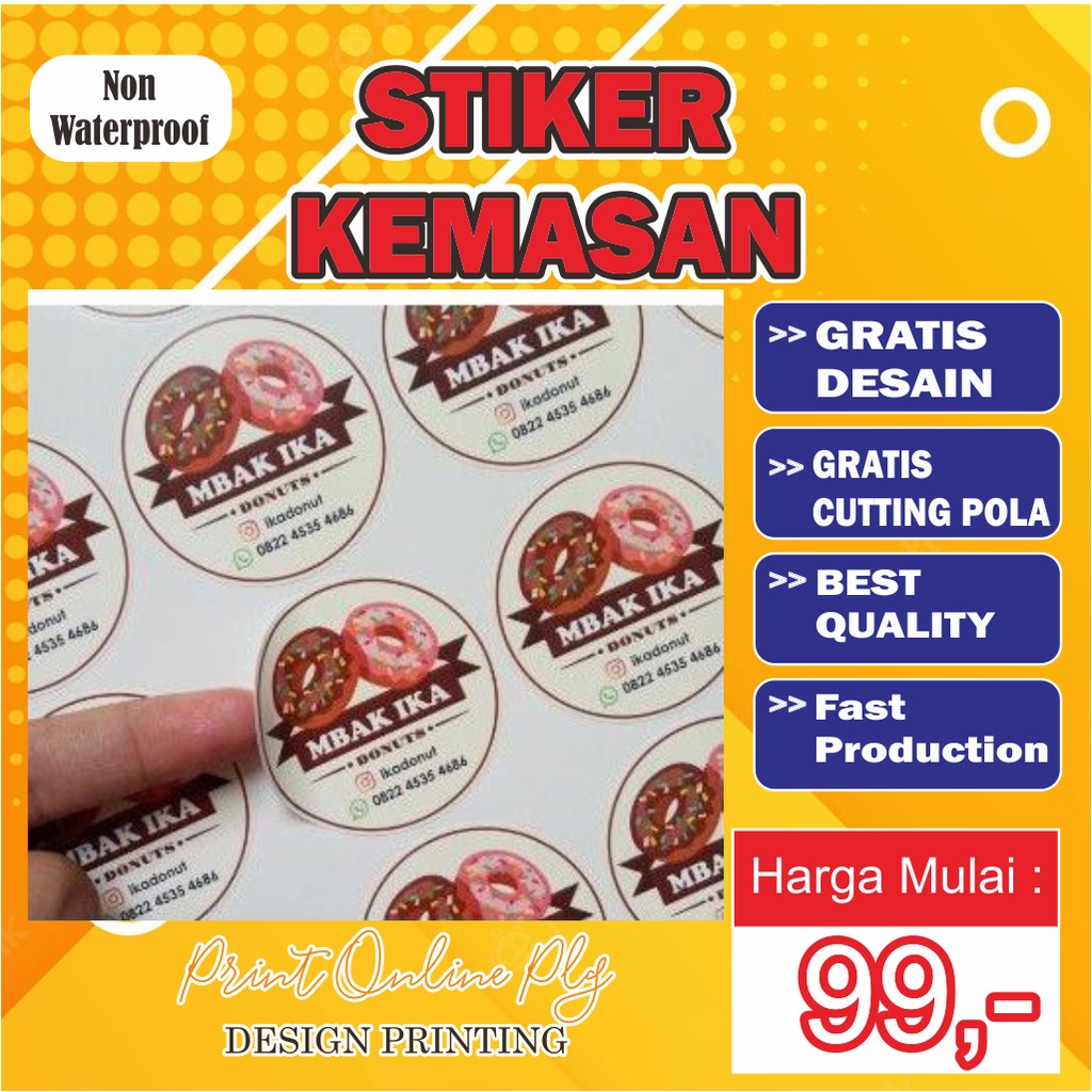 Cetak Stiker Kemasan Non Waterproof | Sticker Makanan | Olshop MURAH