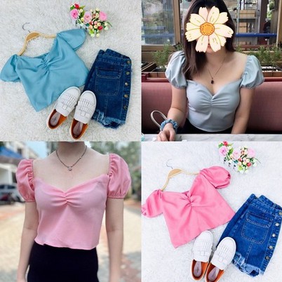 ilook | Calia Sabrina Crop | Atasan Wanita Crop Top - Fit to L
