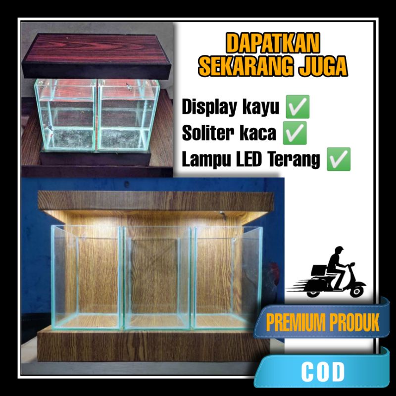 Soliter Akuarium ikan cupang / Akuarium kayu AQUARIUM Led Akuarium meja