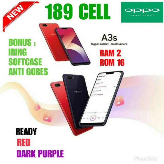 OPPO A3S RAM 2/16 GB GARANSI RESMI OPPO INDONESIA 1TH