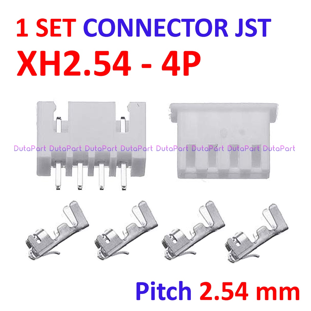 1 SET Connector JST XH2.54 - 4P - Male Female Pin Kaki Lurus 2.54mm