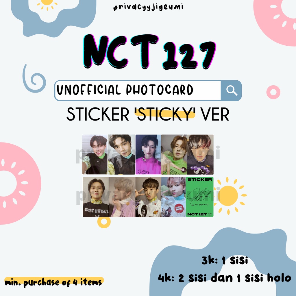[READY] PHOTOCARD PC UNOFFICIAL NCT 127 STICKER "STICKY VER" TAEIL JOHNNY TAEYONG YUTA DOYOUNG JAEHY