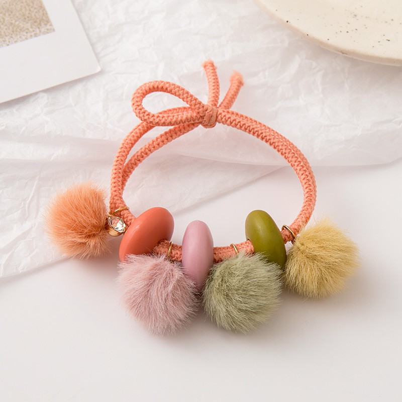 MURMURE.ID | IKAT RAMBUT KOREA SIMPLE MODEL POMPOM BINTANG KARET TALI RAMBUT WANITA HA070 HA071-BULAT - ORANGE