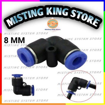 FITTING PNEUMATIC SLIP LOCK 8MM L ELBOW 8 MM MIST NOZZLE SELANG PU 8MM