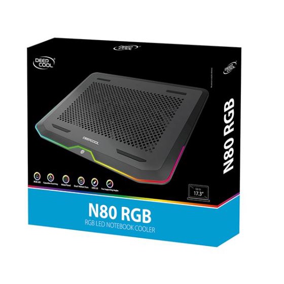 Cooling pad laptop gaming deep cool 2 fan 140mm mesh usb 3.0 n80 rgb - coolingpad cooler notebook n-80
