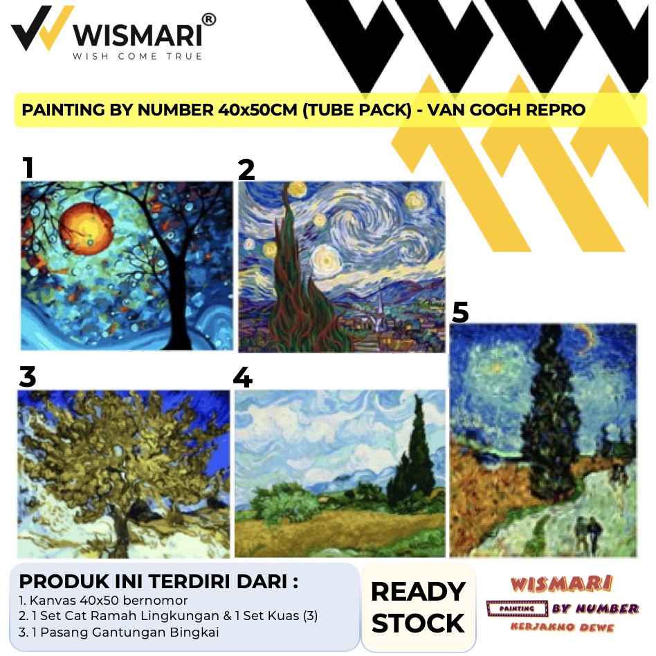 

Wismari DIY Painting by Number, Tube Pack (40x50cm) - Van Gogh Series