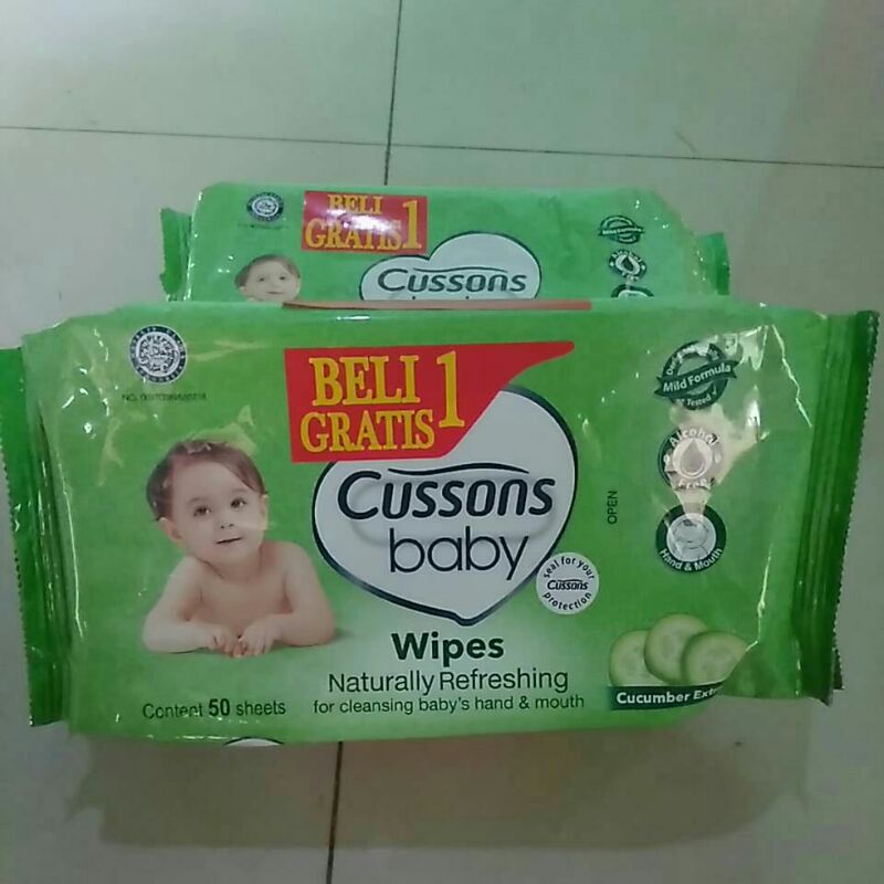 Jual Cussons Baby Wipes 50's + 50's / Tisu Basah Cussons (Beli 1 Gratis ...