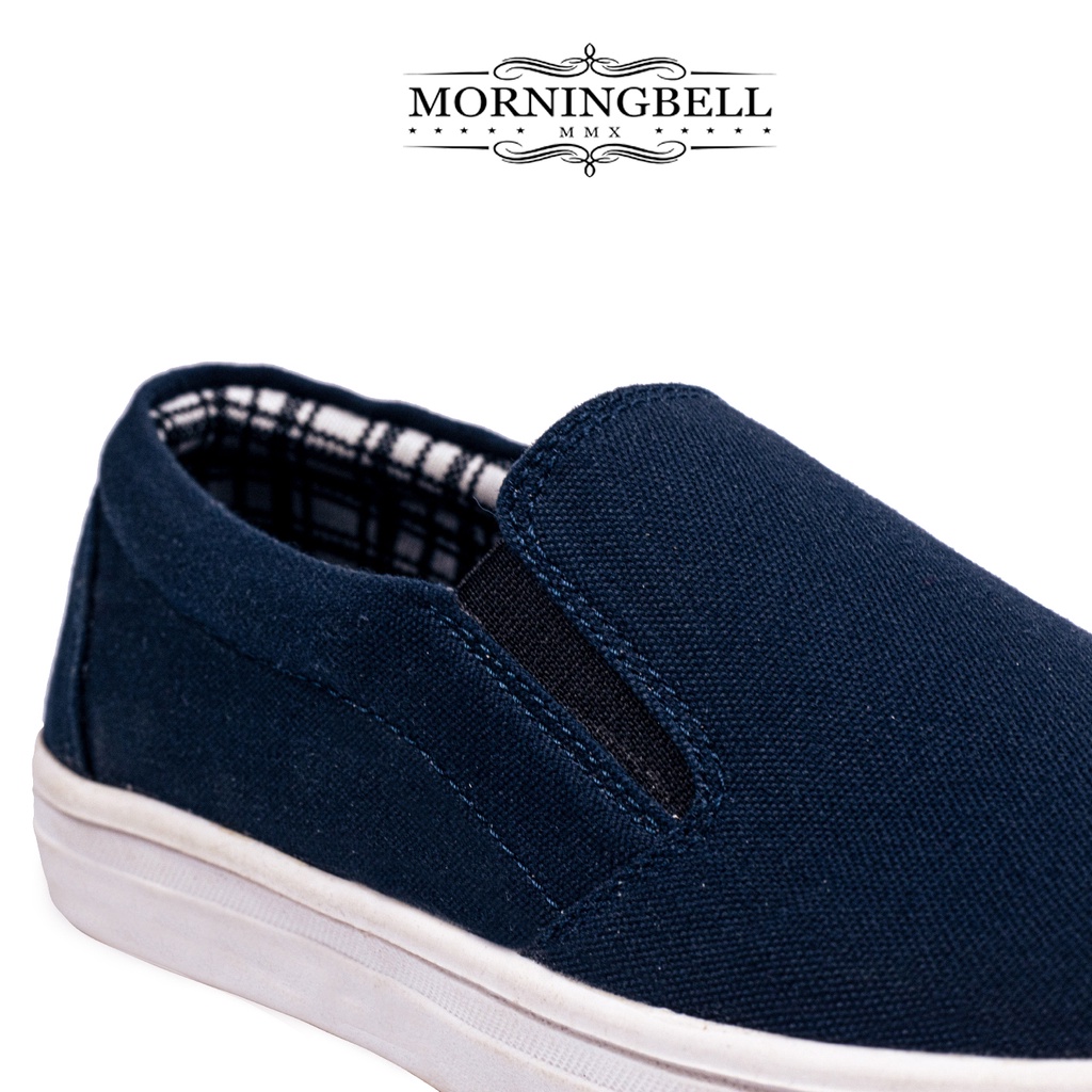 MORNINGBELL- SEPATU PRIA MURAH BERKUALITAS SLIP ON PRIA MOJO NAVY WHITE