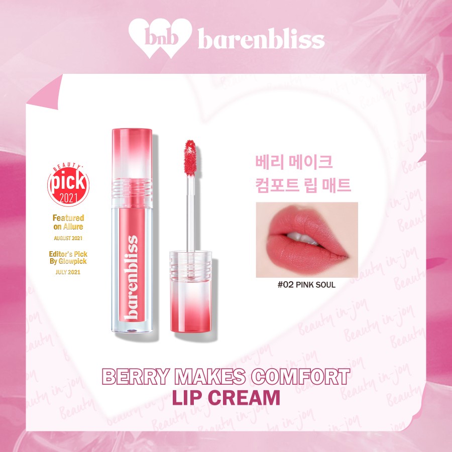 ★ BB ★ BNB Barenbliss Berry Makes Comfort Lip Cream - Korea Liquid Lipstik - 24H Moisturizing