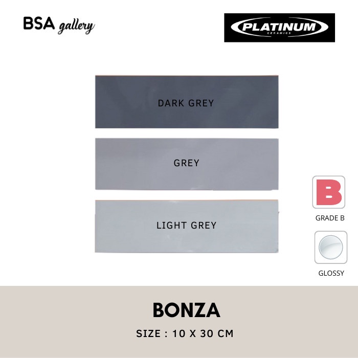 KERAMIK DINDING PLATINUM BONZA 10X30 / KERAMIK LIST GLOSSY BATA DAPUR