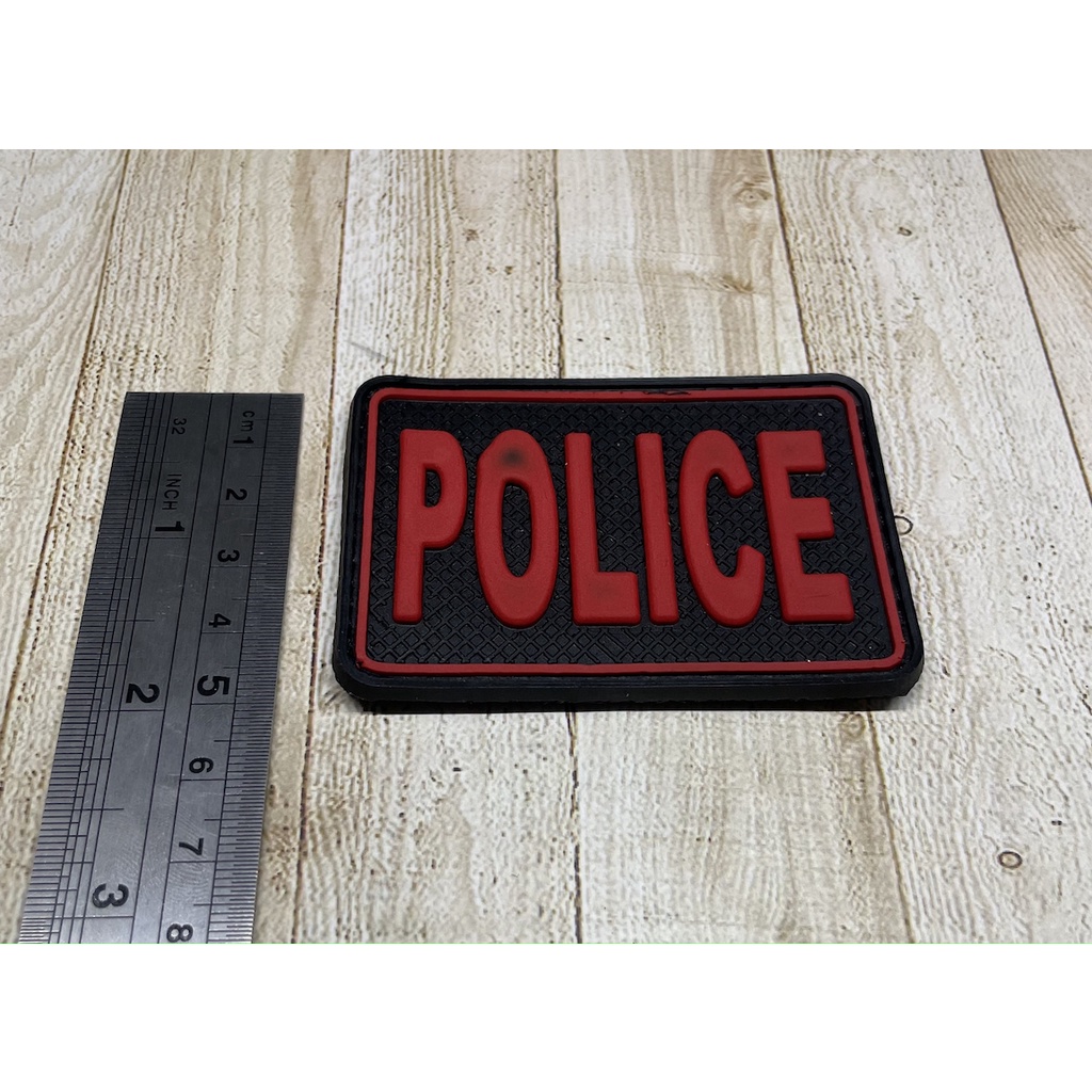 Patch Police (Merah) - Patch Velcro Police - Prepetan Police Merah - Velcro Karet