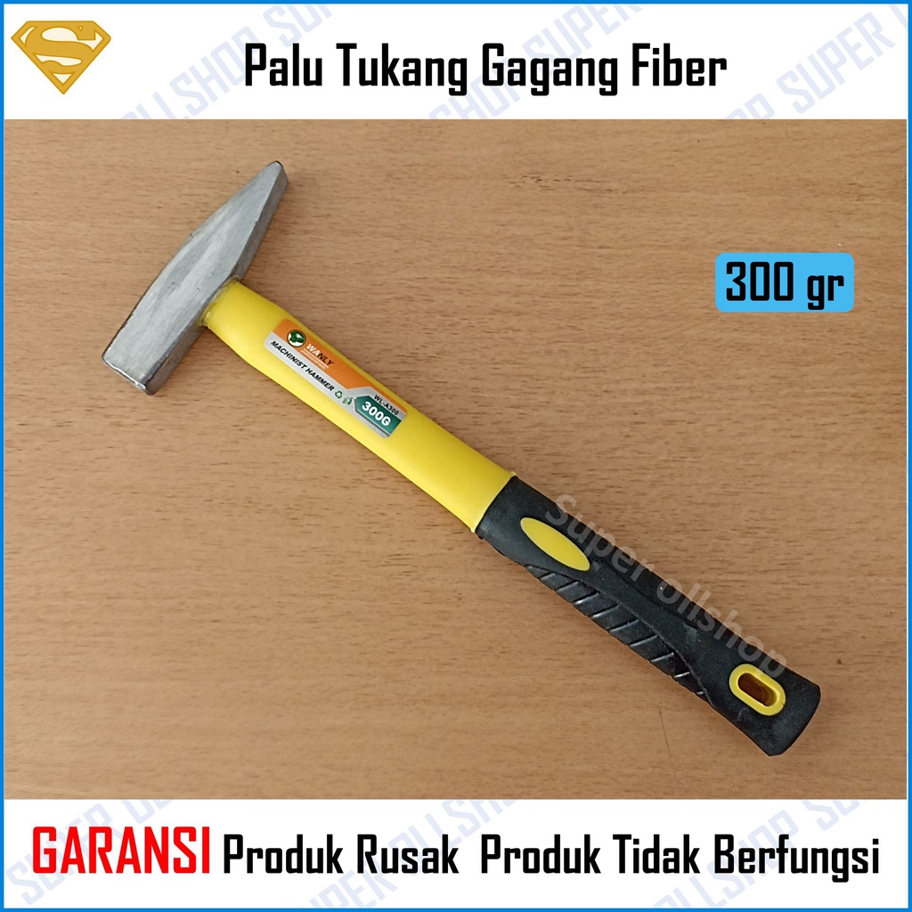 Palu Kaca Lancip Tukang Martil Gagang Fiber Lapis Karet 300 gr