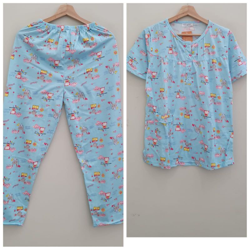 Piyama Lily white babydoll kaos celana panjang Lily white baju tidur wanita cp busui friendly